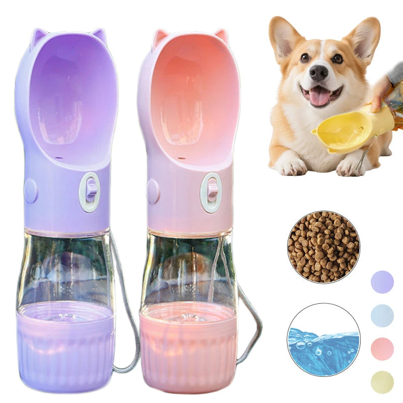 2 In 1 Portable Dog Water Bottle For Dogs,Cat Outdoor Leak-proof Puppy Drinking Bowl With Food Container Pets Feeder Pet Products